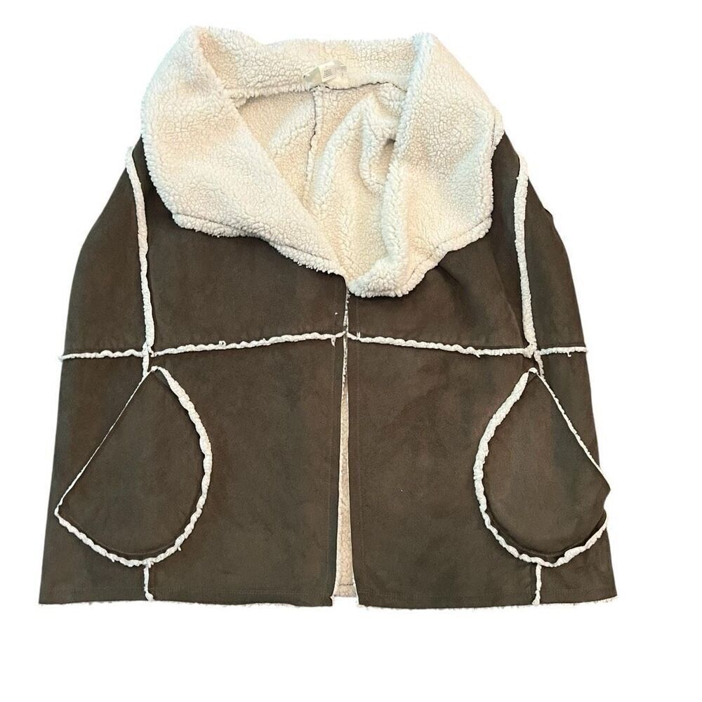 CASLON Olive Green Faux Shearling Vest Size Large